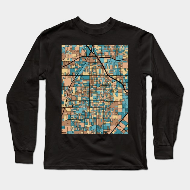 Santa Ana Map Pattern in Mid Century Pastel Long Sleeve T-Shirt by PatternMaps